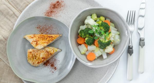 Chicken breast with seasonal vegetables