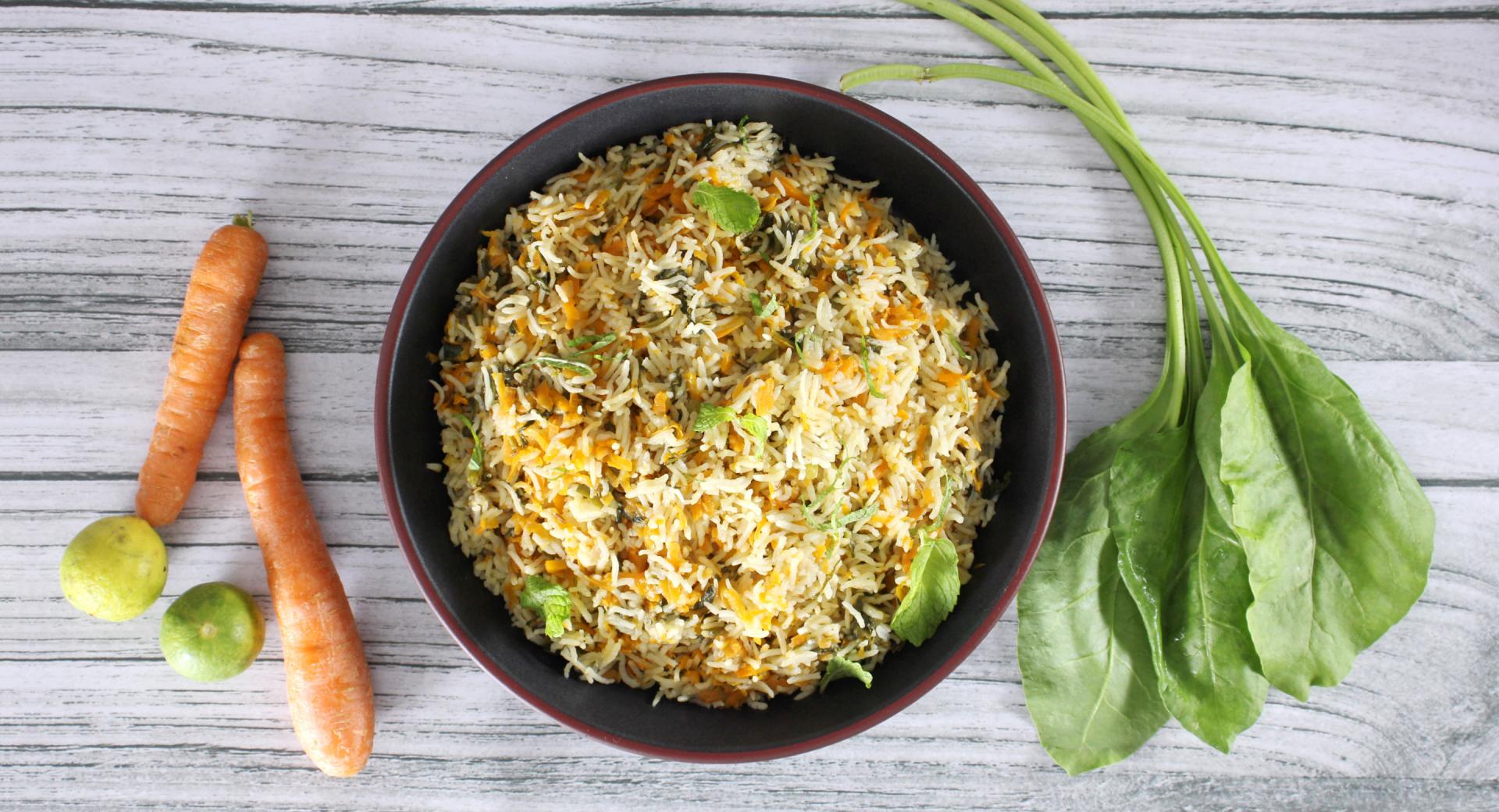 Carrot and Spinach Rice