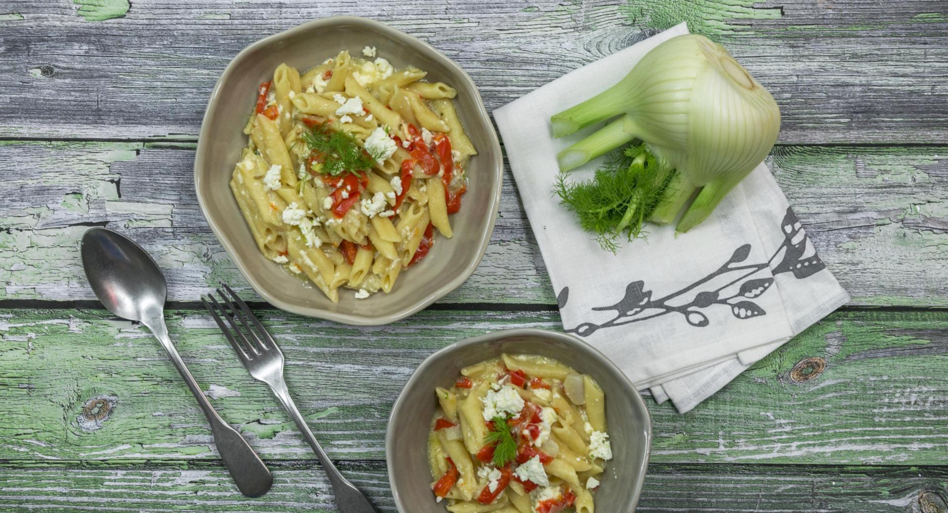 Pasta with fennel and feta cheese