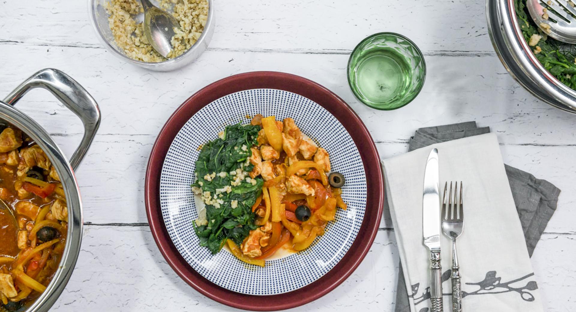 Paprika chicken with spinach