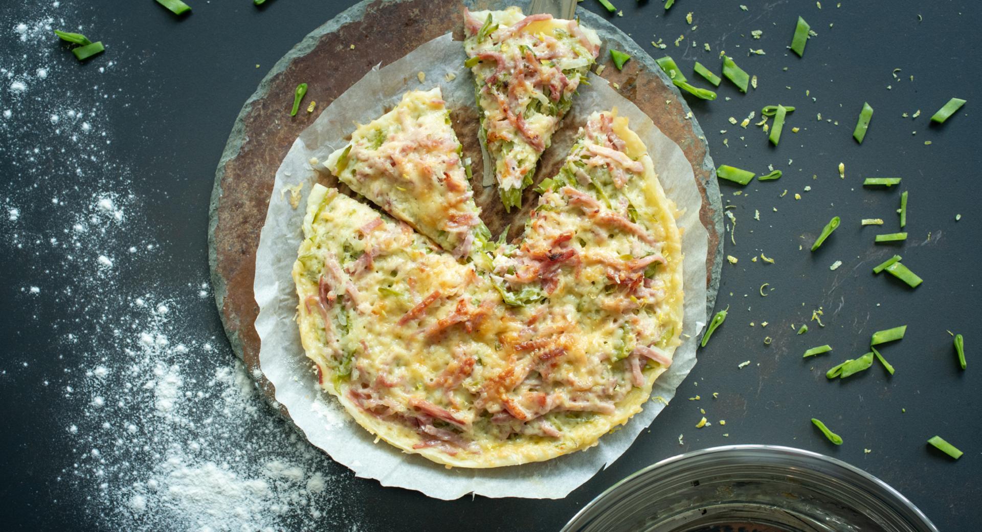 Sugar snap pea tart