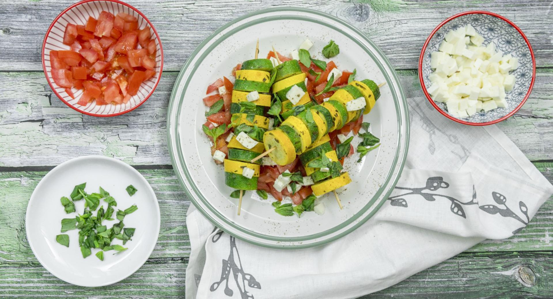 Colorful zucchini skewers