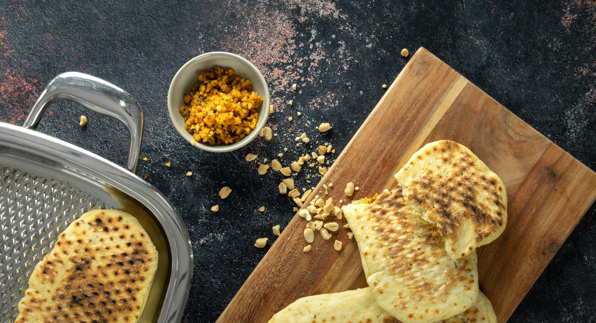 Peanut cheddar flatbread