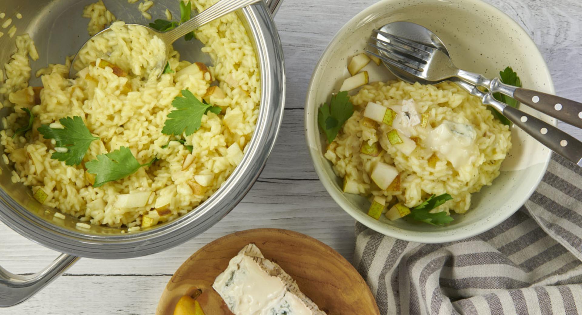 Pear risotto with Gorgonzola cheese