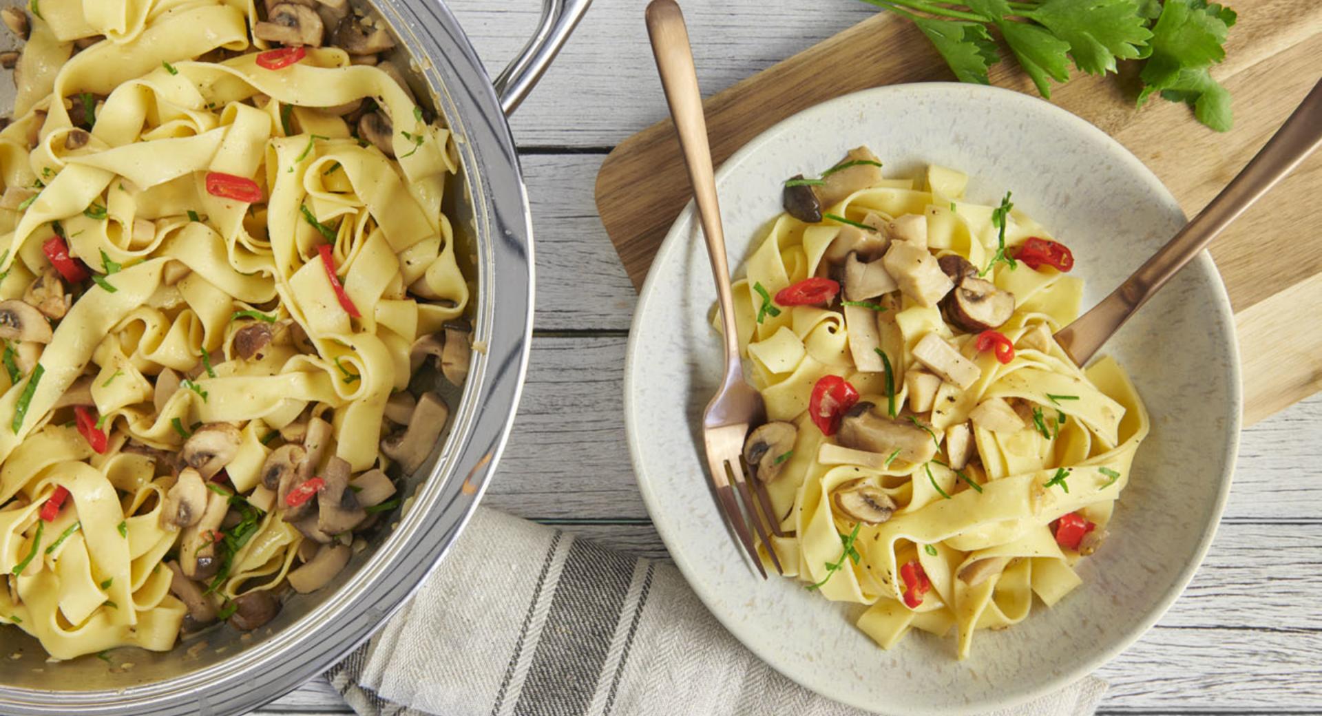 Pappardelle with mushroom ragout