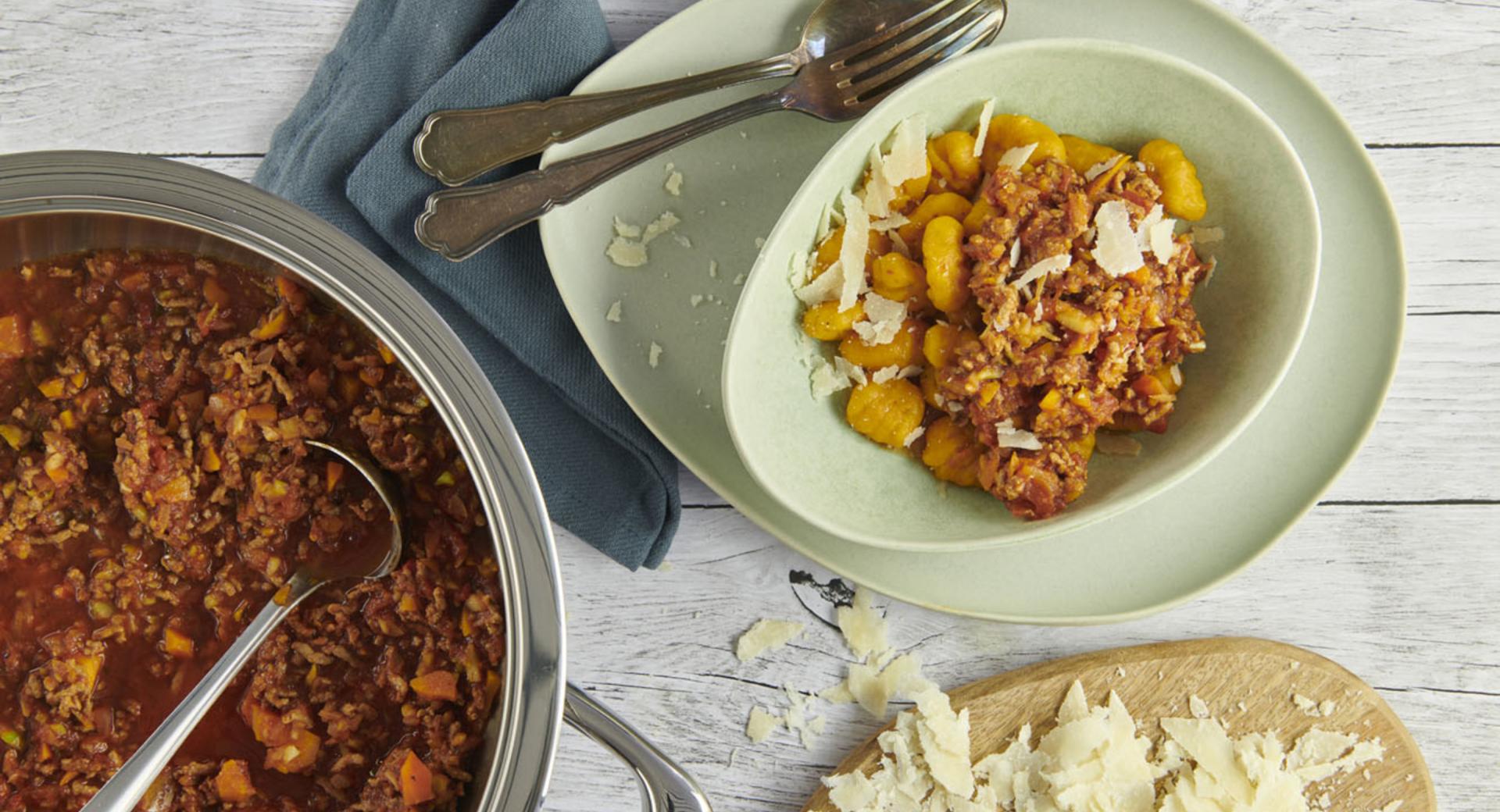 Pumpkin gnocchi Bolognese