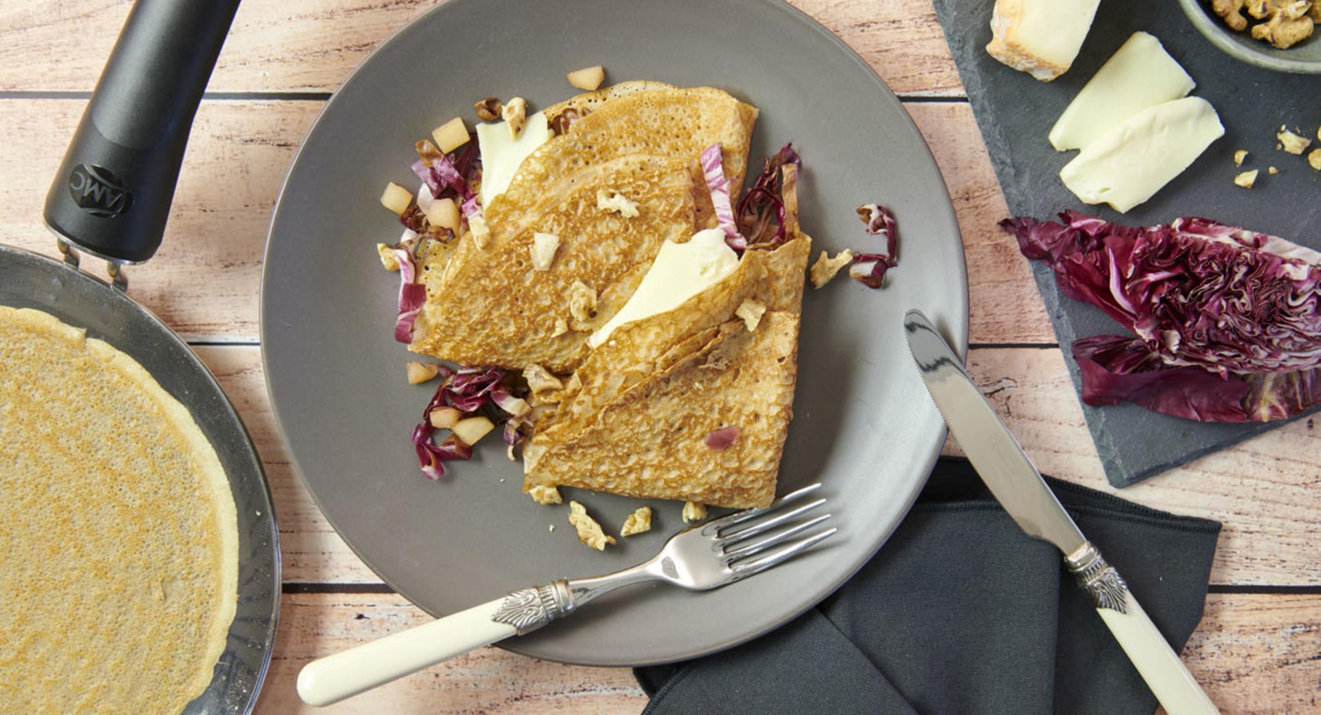 Chestnut crepes with radicchio 