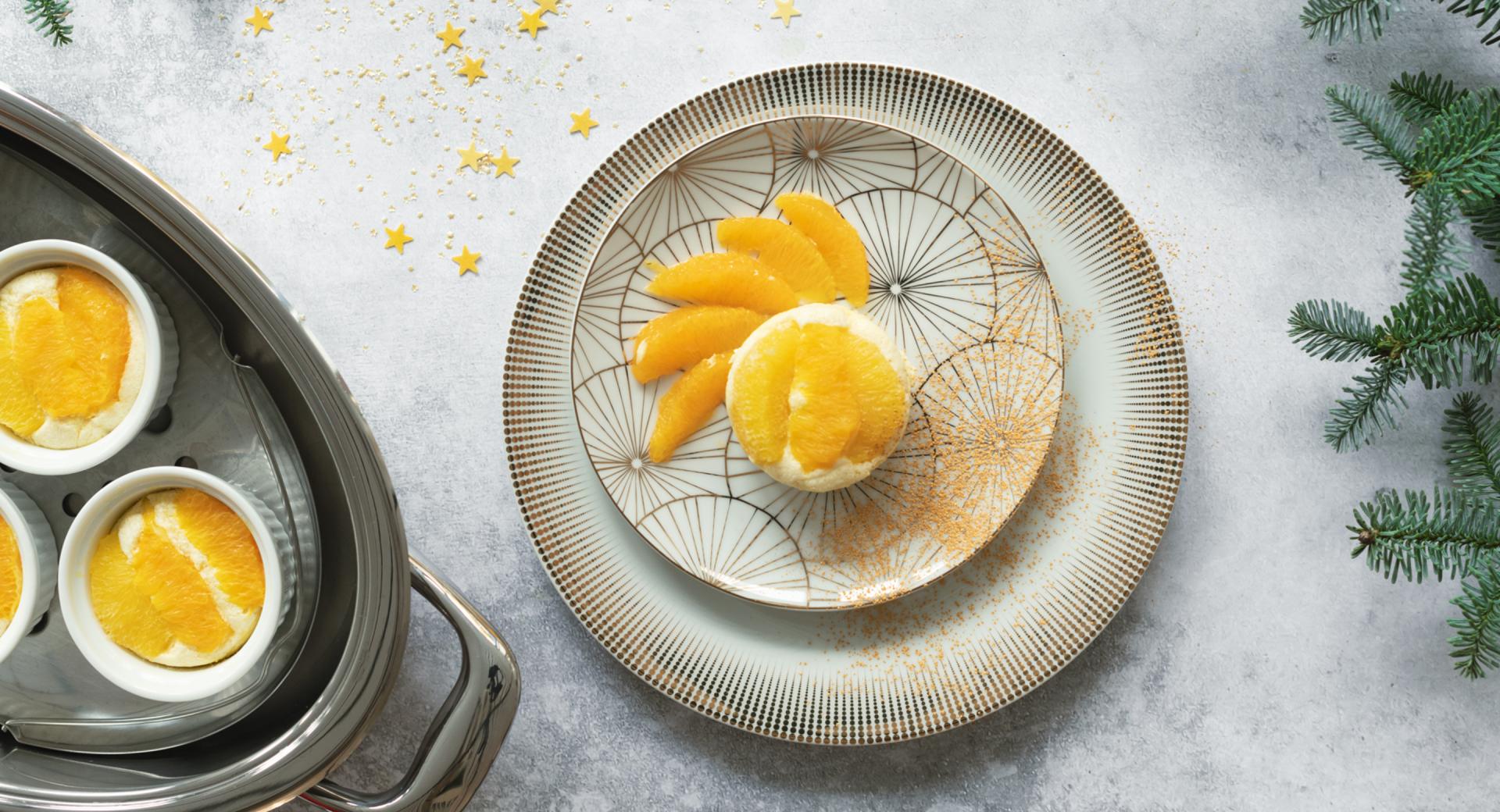 Cream cheese soufflé with oranges 