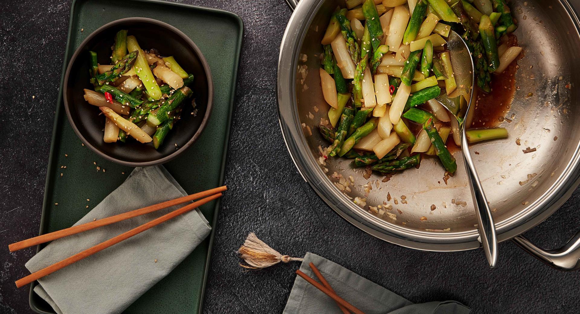 Stir-fried asparagus