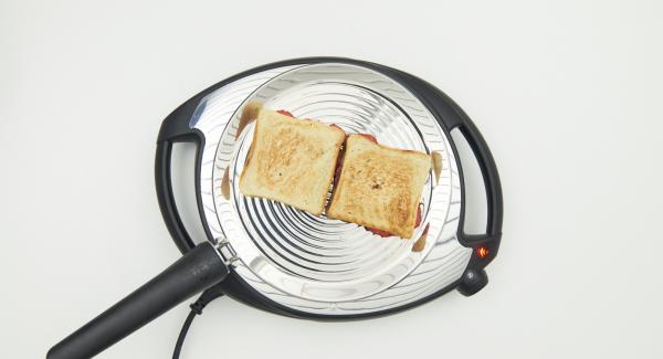 Set at low level and put toast in oPan. As soon as the toast dissolves, turn and cook from the other side.