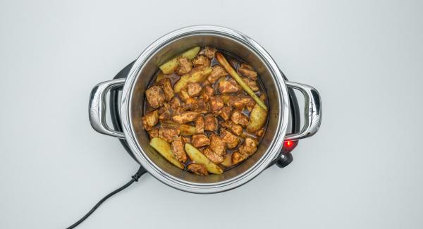 At the end of the cooking time, remove the Softiera bowl and refine the chicken ragout with coconut milk and season to taste.