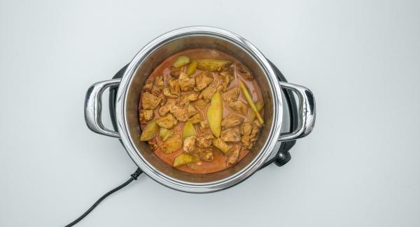 At the end of the cooking time, remove the Softiera bowl and refine the chicken ragout with coconut milk and season to taste.