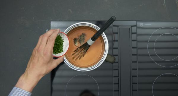 Add parsley to the sauce and season to taste, mix pasta well and season the cutlet with salt and pepper.