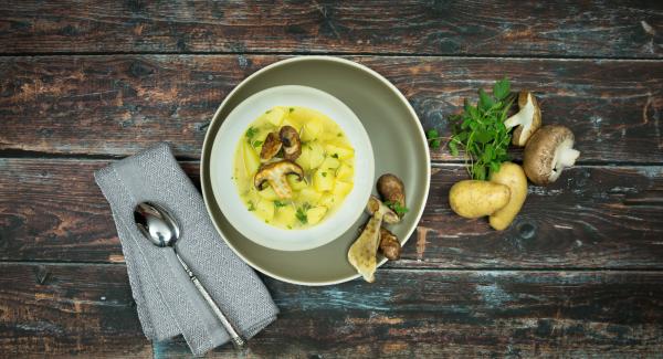 Serve the mushrooms with the potato and herb stew.
