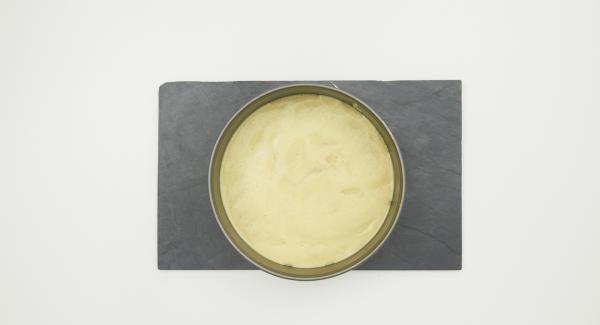 A thin layer of the dough is then applied again and spread well. Place Navigenio back on top of the springform pan and set at high level. Bake as described in the previous steps with use of the Audiotherm, from now on each layer needs only about 2 minutes baking time.