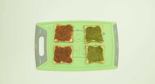 Cover half of the toasts with your preferred ingredients and cover with the remaining toasts.