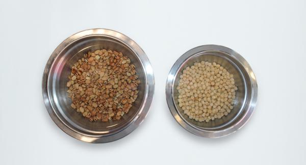 Soak fava beans in Combi bowl 20 cm for 6 hours and chickpeas in Combi bowl 16 cm for 6 hours.