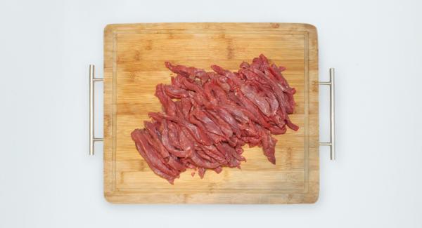Cut the meat into thin slices, mix with all spices, (except the sumac), loumi, cardamon, crushed mastika, wine and olive oil.