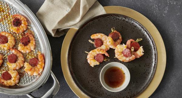 Shrimp chorizo skewers with honey glaze