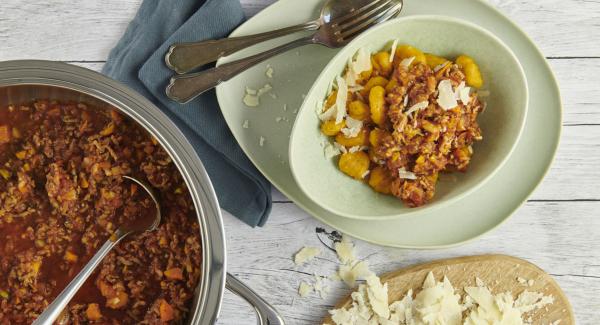 Pumpkin gnocchi Bolognese
